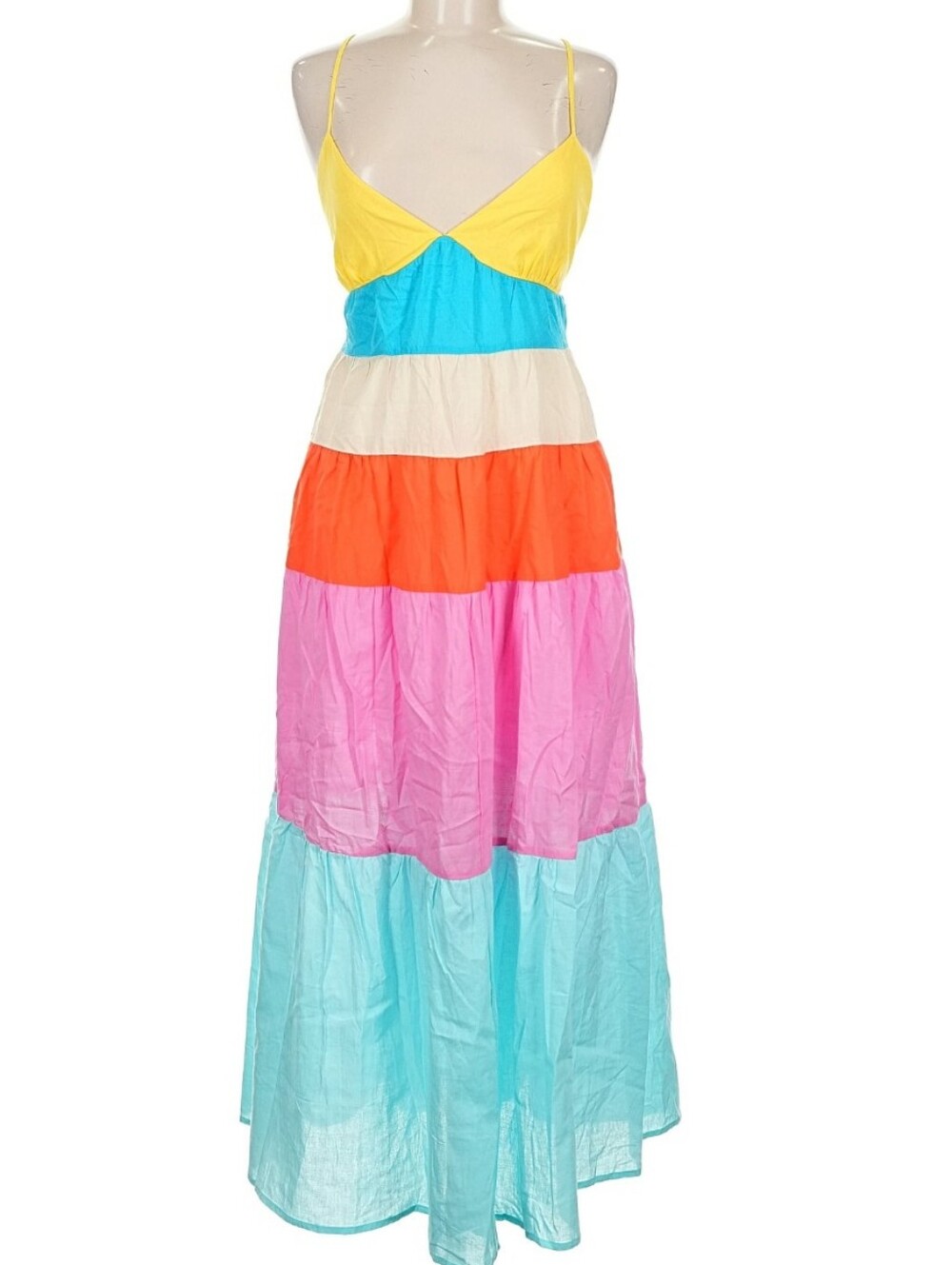 Colorblock Spaghetti Strap Maxi Dress - Bright Multi